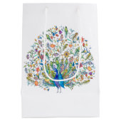 水彩花卉孔雀 ミディアムペーパーバッグ (裏面)