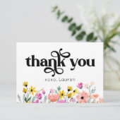 水彩花卉字体平面感谢卡 サンキューカード (スタンド正面)
