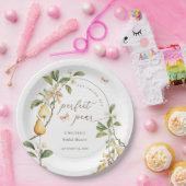 水彩花卉完美搭配梨婚前派对 ペーパープレート (パーティー)