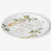 水彩花卉完美搭配梨婚前派对 ペーパープレート (アングル)