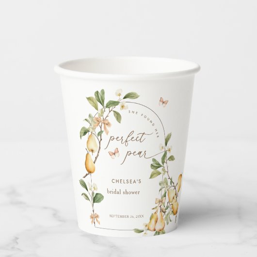 水彩花卉完美搭配梨婚前派对 紙コップ (正面)