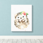 水彩花卉小刺猬，森林动物 キャンバスプリント (インサイチュ (ウッドフロア))