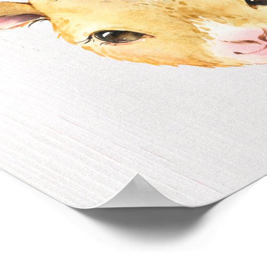 水彩花卉小山羊 ポスター (角)