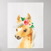 水彩花卉小马驹 ポスター (正面)