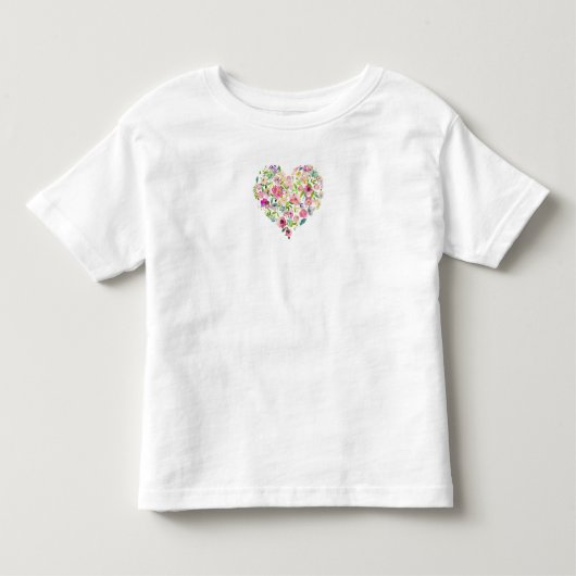 水彩花卉心形粉色她甜蜜的爱 儿童 トドラーTシャツ (正面)