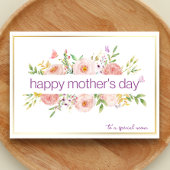 水彩花卉快乐母亲节 カード