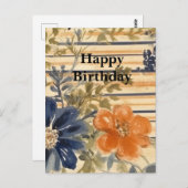 水彩花卉快乐生日 ポストカード (正面/裏面)