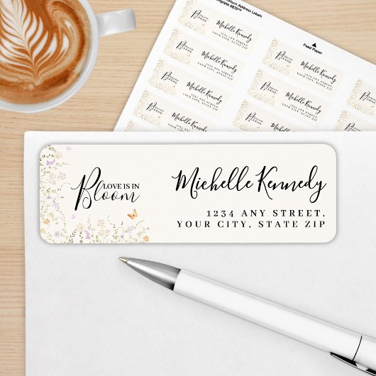 水彩花卉恋爱盛开 婚前小聚会 ラベル