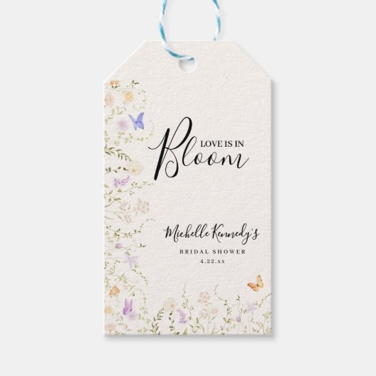 水彩花卉恋爱盛开 婚前庆祝会 ギフトタグ (正面)