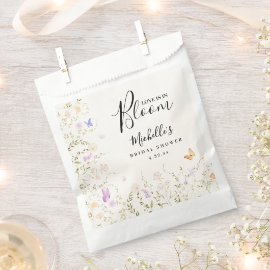 水彩花卉恋爱盛开 婚前庆祝会 フェイバーバッグ (クリップ留めされた状態)