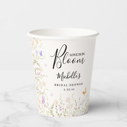 水彩花卉恋爱盛开 婚前庆祝会 紙コップ (正面)