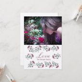 水彩花卉情人节心形照片卡 カード (正面/裏面インサイチュ)