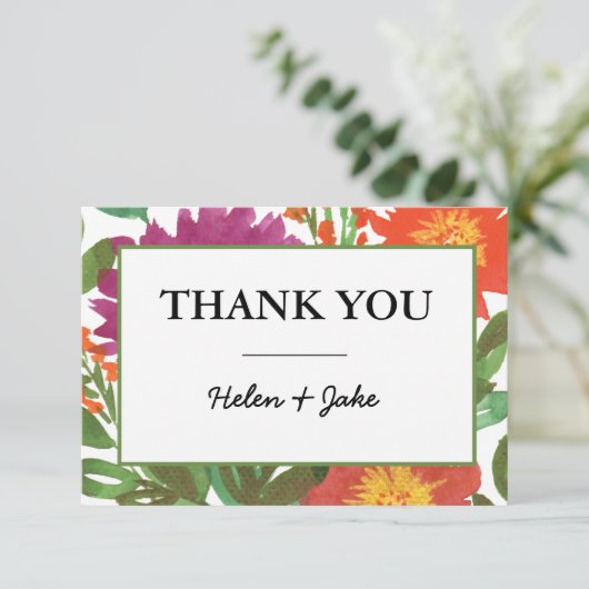 水彩花卉感谢卡 招待状 (スタンド正面)