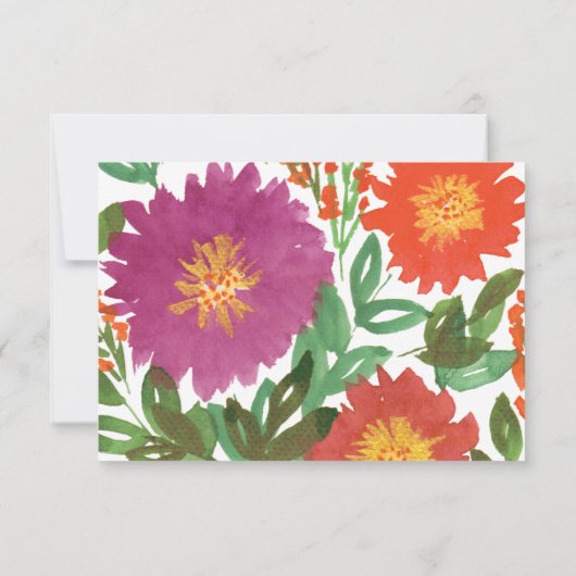 水彩花卉感谢卡 招待状 (裏面)