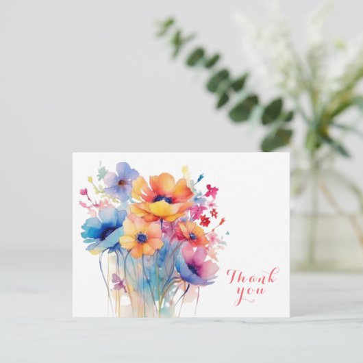 水彩花卉感谢您 ポストカード (スタンド正面)