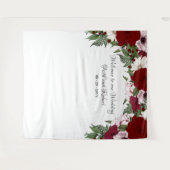 水彩花卉拱门酒红色 淡粉色 绿植 タペストリー (正面(横))