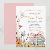 水彩花卉故事书婴儿淋浴 招待状 (正面/裏面)