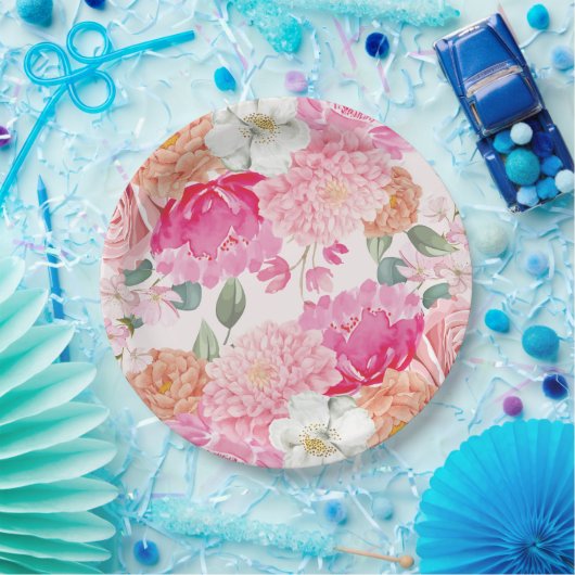 水彩花卉新娘绽放 婚前派对祝福会 ペーパープレート (パーティー)