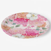 水彩花卉新娘绽放 婚前派对祝福会 ペーパープレート (アングル)