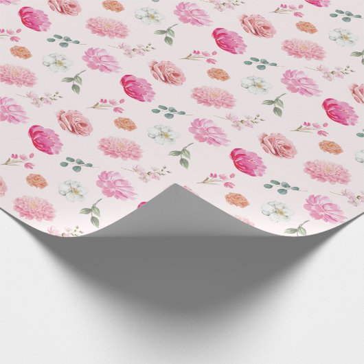 水彩花卉新娘绽放 婚前派对祝福会 ラッピングペーパー (角)