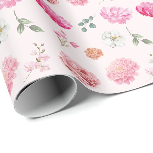 水彩花卉新娘绽放 婚前派对祝福会 ラッピングペーパー (ロールコーナー)
