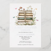 水彩花卉新生篇婴儿派对 箔招待状 (正面)