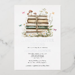 水彩花卉新生篇婴儿派对 箔招待状