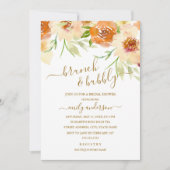 水彩花卉早午餐与气泡欢乐的婚前派对 招待状 (正面)