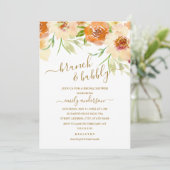 水彩花卉早午餐与气泡欢乐的婚前派对 招待状 (スタンド正面)