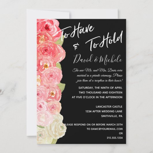 水彩花卉明信片/婚后邀请函 招待状 (正面)