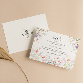 水彩花卉春園パステルウェディング エンクロージャーカード