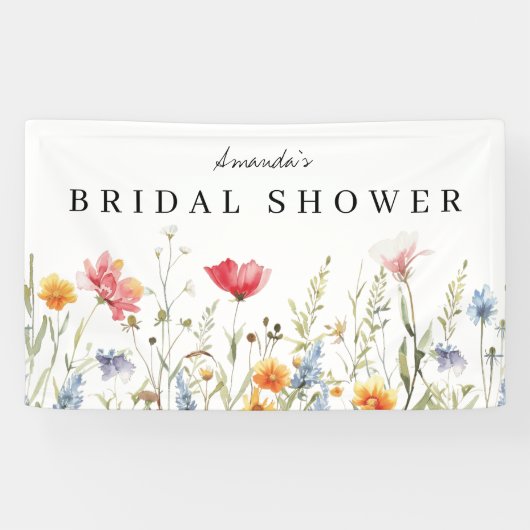 水彩花卉春季婚前派对横幅 横断幕 (横)