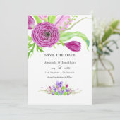 水彩花卉春季婚礼照片 セーブザデート (スタンド正面)