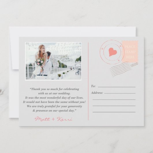 水彩花卉春季婚礼邀请函（粉色） 招待状 (裏面)