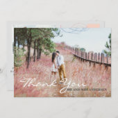 水彩花卉春季婚礼邀请函（粉色） 招待状 (正面/裏面)