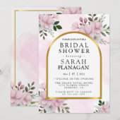 水彩花卉木蘭拱門 婚前慶祝 招待状 (正面/裏面)