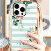 水彩花卉条纹定制名称 Case-Mate iPhoneケース