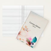 水彩花卉柔和色彩 可定制名称 ノートブック (内側)