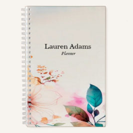 水彩花卉柔和色彩 可定制名称 ノートブック