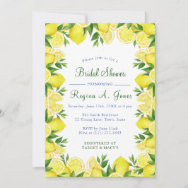 水彩花卉柠檬水果无缝边框 招待状