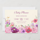 水彩花卉树枝 鸟 自然 婴儿淋浴 招待状 (正面)