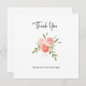 水彩花卉桃珊瑚腮红色感谢卡 サンキューカード (正面/裏面)