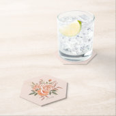 水彩花卉桃色玫瑰尘土粉色 ペーパーコースター (インサイチュ)