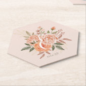 水彩花卉桃色玫瑰 尘土粉色 ペーパーコースター (アングル)