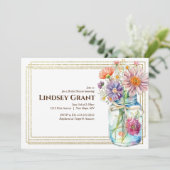 水彩花卉梅森罐婚前派对邀请函 招待状 (スタンド正面)