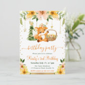 水彩花卉森林狐狸生日派对 招待状 (スタンド正面)