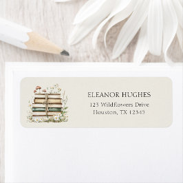 水彩花卉植物学书籍寄送地址标签 ラベル