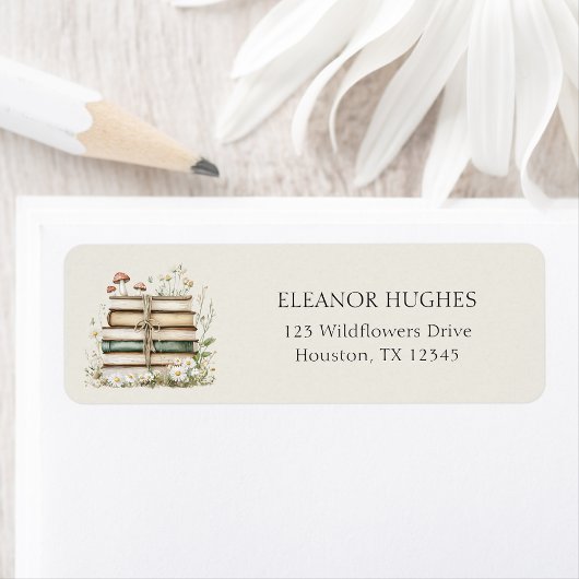 水彩花卉植物学书籍寄送地址标签 ラベル