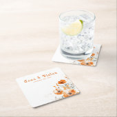 水彩花卉植物浪漫餐巾 スクエアペーパーコースター (インサイチュ)