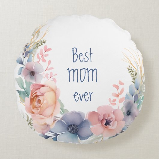 水彩花卉植物浪漫 ラウンドクッション (正面)